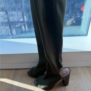 Green Open-Toe Heeled Boots